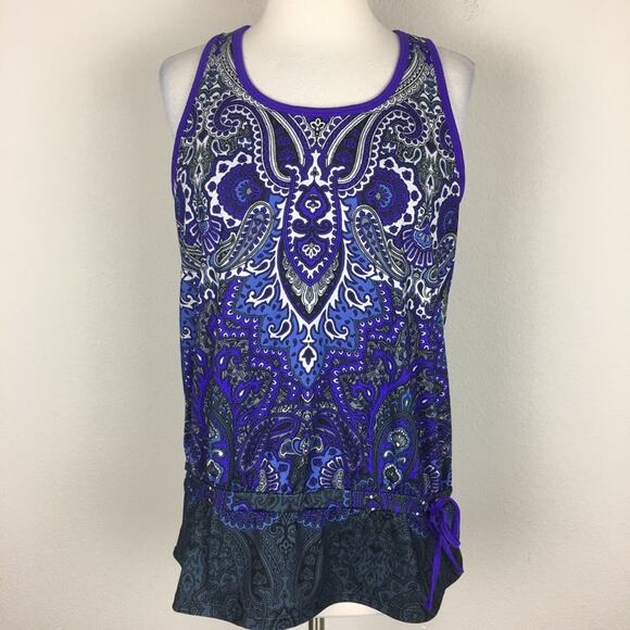 Athleta Purple Paisley Athletic Top Large - Picture 1 of 7